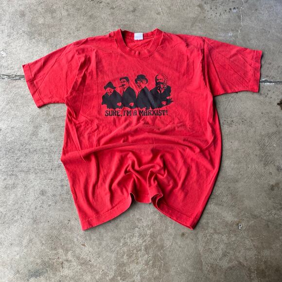 VINTAGE 90S MARXIST COMMUNISM POLITICAL T-SHIRT COMEDY LARGE - Picture 2 of 5